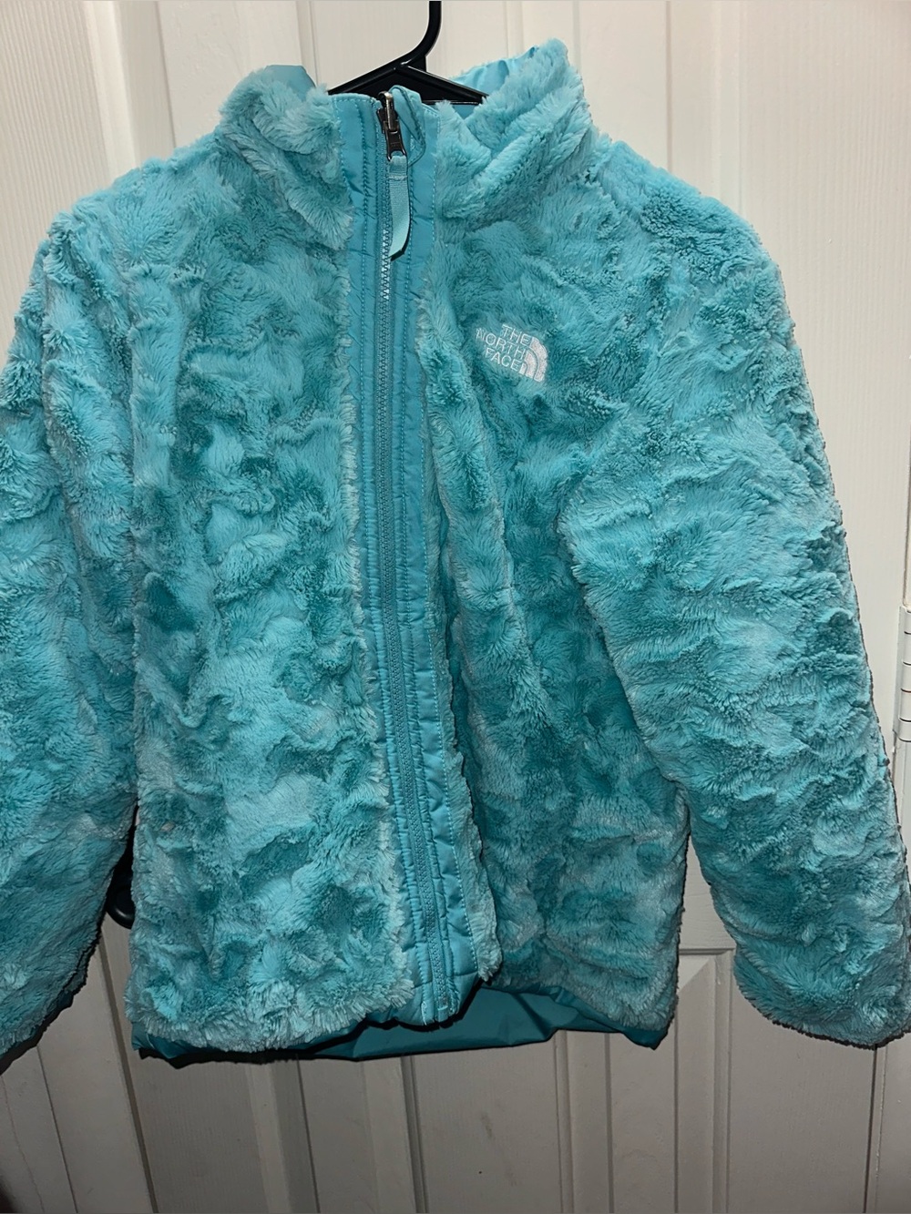The North Face Turquoise Fuzzy Full-Zip reversible Jacket